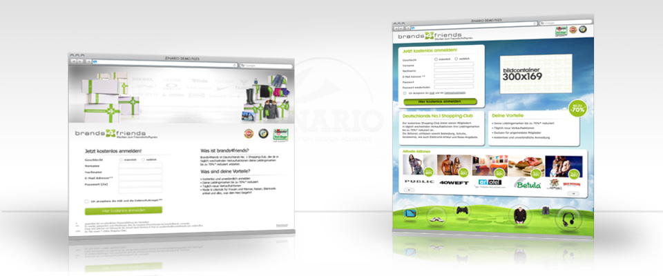Zinario References | Brands4friends Landingpages / Banner / Webspecials